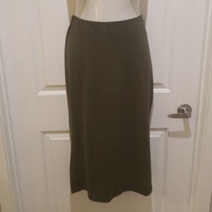 Plus Size Olive Mid-calf Pencil Skirt